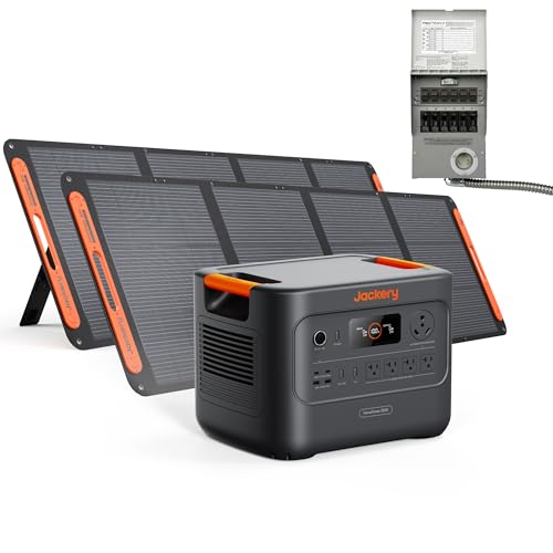 Jackery HomePower 3000 Portable Power Station and Transfer Switch with 2X 200W Solar Panels, 3600W (Surge 7200W) Output, 3072Wh LFP Battery Solar Generator for Essential Home Backup, Emergen