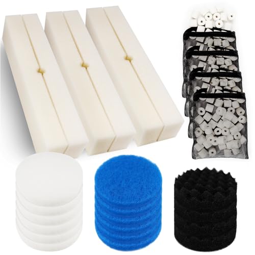 MACIFECI 28 PCS Replacement Filter Media Kit Compatible with Fluval FX2/FX4/FX5/FX6 Aquarium Filters Include Media Carbon Foam Pad Water Polishing Pads Bio-Foam Pads Foam Block Mesh Bag