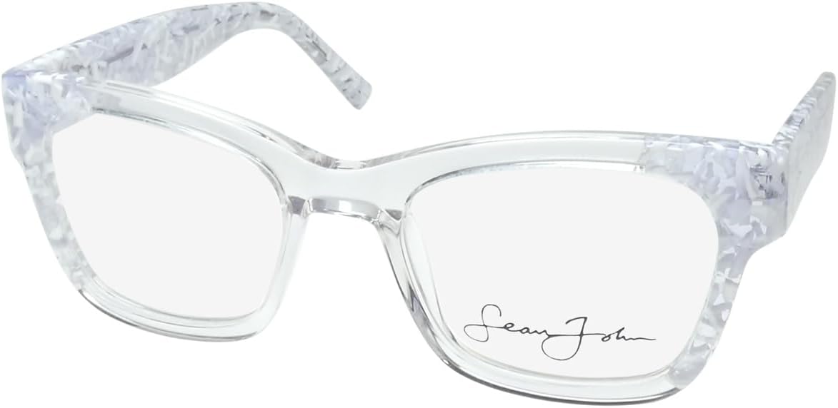 Sean John 6026 Cat Eye Eyeglass Frame/Eyewear Full-Rim Signature Logo Thick Arms Luxury Collection