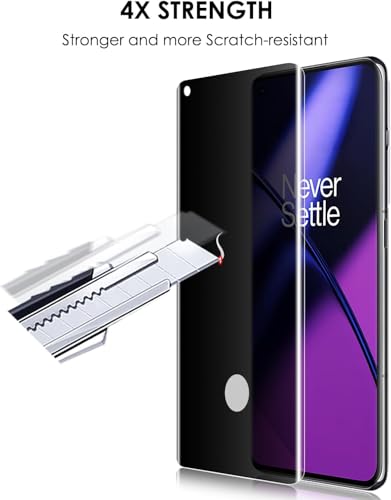 Image of Uyiton Privacy UV Tempered Glass for Oneplus 11R (6.74 Inch) | Anti-Spy Curved Screen Protector | 9H Hardness | Ultrasonic Fingerprint Compatible | HD Clarity | Bubble Free UV Installation | Case Friendly