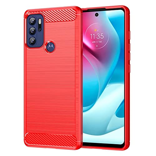 Topme Funda de Silicona para Motorola Moto g60s (6.8' Inches), [ Carcasa Case de Teléfono con Estilo de Textura Cepillada] - Rojo