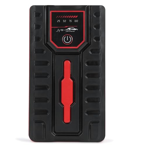 karelwui Alimentation d'urgence de la Voiture et démarreur Saut 600A - Banque d'alimentation Batterie montée sur compacte pour véhicules 12V jusqu'à 6,0 L, avec écran LCD Charge Rapide Rouge UE