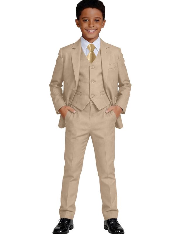 Image of Visaccy Boys Formal Suit Slim Fit Tuxedo Suits for Kids Ring Bearer Outfit
