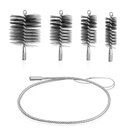 LOMUG Juego de 5 cepillos para tubos de estufa, cepillo para limpieza de tubos, cepillo para chimenea, cepillo para chimenea, cepillo para caldera de calefacción, cepillo para chimenea, incluye