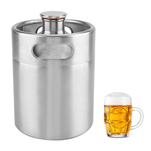 Barril De Cerveza De 5 Litros, Mini Barril Growler De Acero Inoxidable 304 Barril De Cerveza Portátil Con Tapa En Espiral Hexagonal Para Elaboración Casera Elaboración Artesanal Y Cerveza De Barril