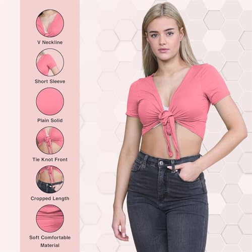 Bolero corto delantero ajustable color coral liso con manga corta 4