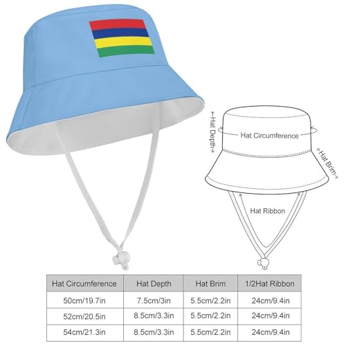 Kids Bucket Hat for Girls & Boys, Mauritius Flag Pattern Bucket Hat for Girls Boys,Fun & Cool Fun Outdoor Vacation2