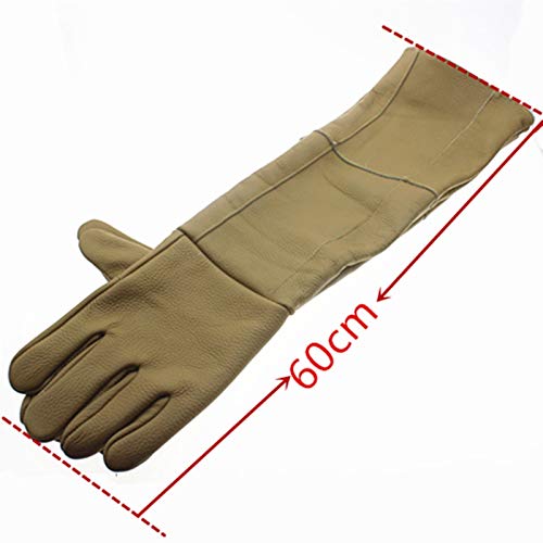 Arbeit Handschuhe verschleißfest Leder Gartenhandschuhe for Frauen und Männer |Thorn und Cut Proof Gartenarbeit Handschuhe mit Langen Heavy Duty Gauntlet, Anti Biss Handschuhe (Color : White)