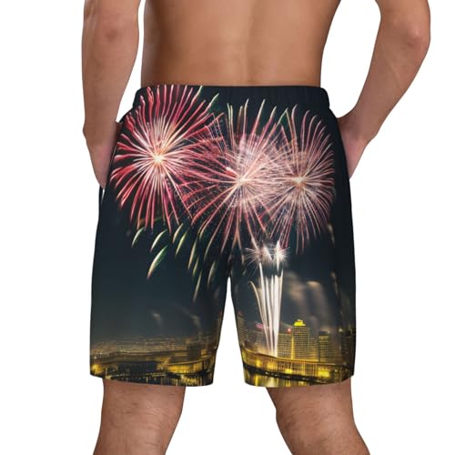 Fireworks Pattern Mens Swim Trunks - Beach Shorts Quick Dry with Pockets Shorts Fit Hawaii Beach Swimwear Bathing Suits4