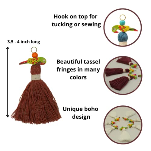 Zippy Flora Mini Cotton Tassels For Dress/Diy/Craft Project/Cushion/Throws & Decor (With Parrots (Pack Of 10), Baby Pink) #TOP2