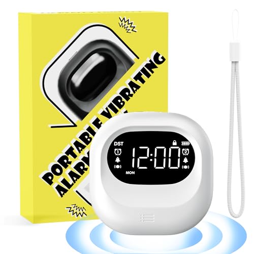 Roxicosly Alarm Clocks for Heavy Sleepers, 3000mAh Battery Powered Cordless Travel Clock, 3-Level Vibration & Dual Alarms under Pillow for Deaf Hearing Impaired, Snooze, DST, Weekday/Weekend