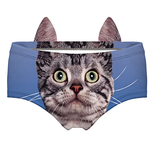 Image of JINKAIJIA Women's Flirty Sexy Funny Naughty 3D Printed Animal Tail Underwears Briefs Gifts With Cute Ears