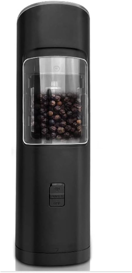 Spice Mill Electric Salt & Pepper Grinder Set Automatic Salt Pepper Mills with LED Light Adjustable Coarseness(E)