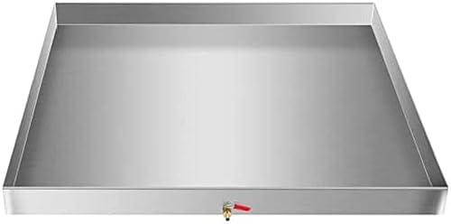 Miniatura 7 de Bandeja de drenaje galvanizada para lavadora con accesorio de drenaje de PVC, prevención de daños por agua, sin fugas con orificio de drenaje y