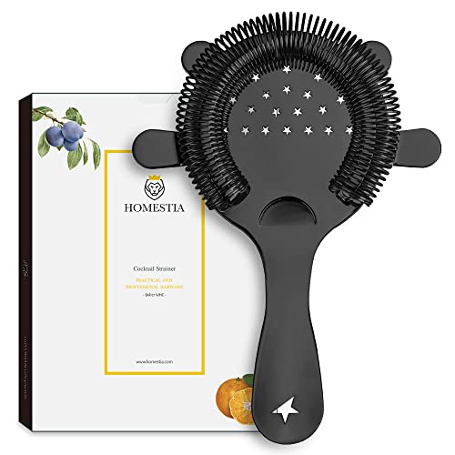 Cocktail Strainer Hawthorne Strainer With Star Pattern Stainless Steel 4 Prongs Spring Heavy Dudy Bar Tool By Homestia(Black) #TOP4