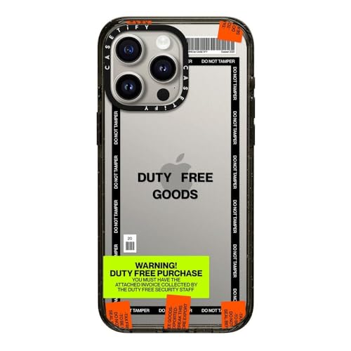 CASETiFY �C���p�N�g iPhone 15 Pro Max �P�[�X [MIL�K�i���� (4x MIL-STD-810G) / 2.5m����̗����������N���A] - ���^�[�v�����g Print - Duty Free - �N���A �u���b�N