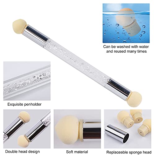 FOGAWA Nail Art Rendering Werkzeuge Ombre Sponge Stick mit 4 Ersatzköpfe + 8 Stück Nagel Pinsel Set Nageldesign Pinsel… – Bild 6