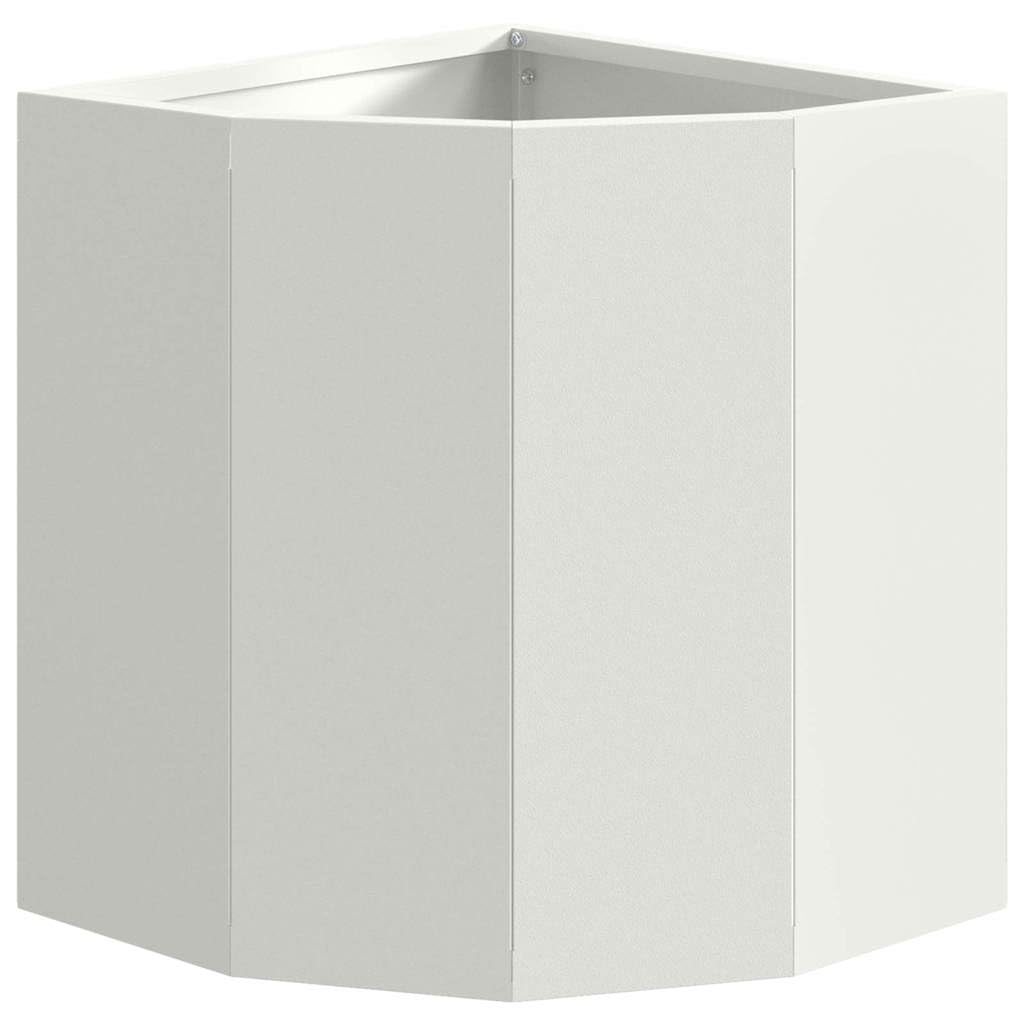 Eckpflanzer Weiß 30 x 30 x 35 cm Stahl für Garten Balkon Terrasse mit robustem Stahl, Eckgarten Pflanzer, Pflanzbehälter, Blumentopf, Outdoor Pflanzkübel, ideal für Pflanzenliebhaber