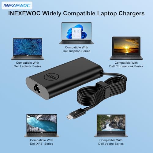 Image of 65W Watt USB Type C Laptop Charger Compatible with Dell Latitude 5420 5440 5520 5430 5450 5540 5550 7420 7440 7430 9250 XPS 12 13 9250 9350 9380 9370 9360 Chromebook 3100 Power Cord Adapter