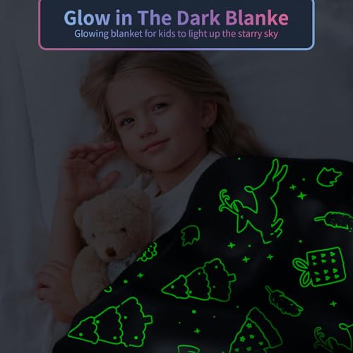 Christmas Blanket for Boys, Christmas Glow in The Dark Blanket for Kids/Toddler/Baby, Soft Fleece Blankets and Throw, Birthday 50"x 60"