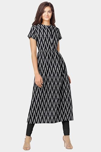 Image of Cotton Pochampally ikat unstitched blouse, Kurthi, long frock fabric material for women (1 meter, 2 meters & 3 meters)
