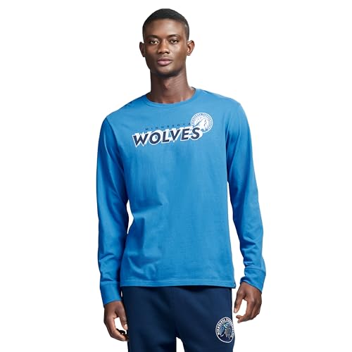 Game 7 x NBA Officially Licensed Men's Graphic Long Sleeve Lightweight Crew Neck Cotton T-Shirt, Minnesota Timberwolves, M, Blue