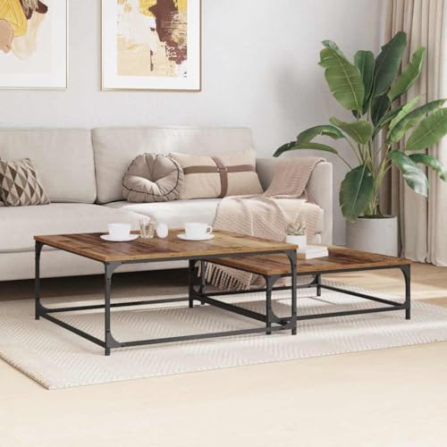 Table basse bois vieilli gain de place : la solution modulable pour petit salon