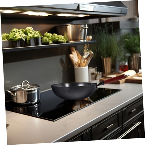 Wok de hierro forjado con mango de madera ergonómico miniatura 3