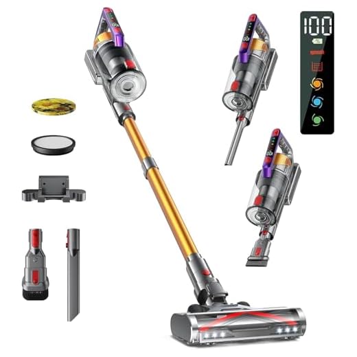 Elettrodomestici Aspirapolvere Senza Fili, 550W/45KPA 70 Mins,Scopa Elettrica Senza Fili a Doppia Impugnatura, Aspirapolvere Verticale Antigroviglio con Display a LED, Altamente Adatto per Tappeti/Pavimenti/Capelli