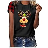 para Tops Reno Casuales,Camiseta de árbol de Navidad Informal T-Shirt