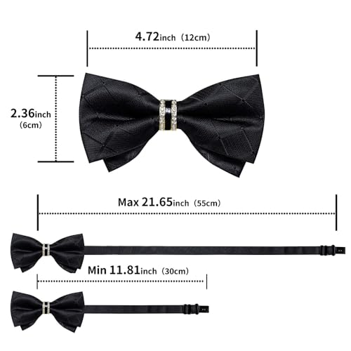 Set corbata de moño preatada con pañuelo y gemelos miniatura 6