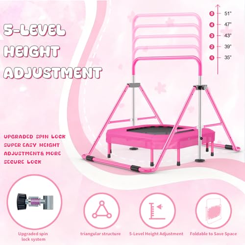 Safly Fun Foldable Gymnastics Bar for Kids, Adjustable 35"-51", Sturdy 148 lbs Capacity, Easy-to-Assemble, Gymnastics Equipment for Kids for Indoor/Outdoor Training — view 2
