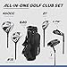Aspire XD1 Men's 14-Piece Golf Set – 460cc Titanium Driver, Wood, Hybrid, 6-PW Irons, Putter, Stand Bag, 3 Headcovers and Cover – Blue, RH Tall Size +1