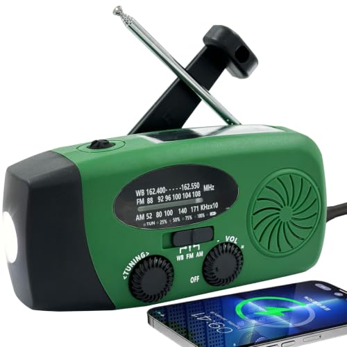 �ً}��񂵃��W�I LED�����d���t�� �ً}�p AM/FM NOAA �|�[�^�u���E�F�U�[���W�I 5000mAh�p���[�o���N�d�b�[�d��t�� USB�[�d&�L�����v�p�\�[���[�p���[(�A�[�~�[�O���[��)