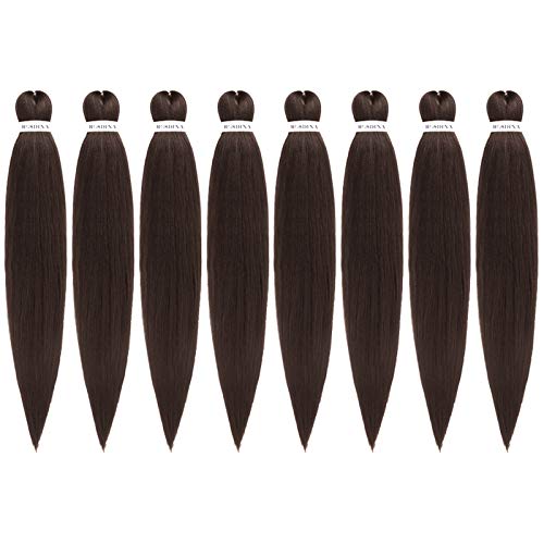 28 Inch 8 Packs Pre Stretched Braiding Hair Natural Long Itch Free Hot Water Setting Synthetic Fiber Crochet Braiding Hair Extension ( 28 Inch ( Pack of 8 ), 4# )