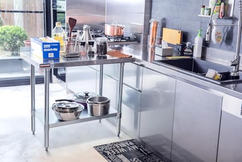 Image of DuraSteel NSF Stainless Steel Table - 24 x 30 Inch Metal Work Table w /Undershelf - Commercial Kitchen, Restaurant, Garage, Laundry - Outdoor Stainless Steel Prep Tables Countertop Island Grill Small