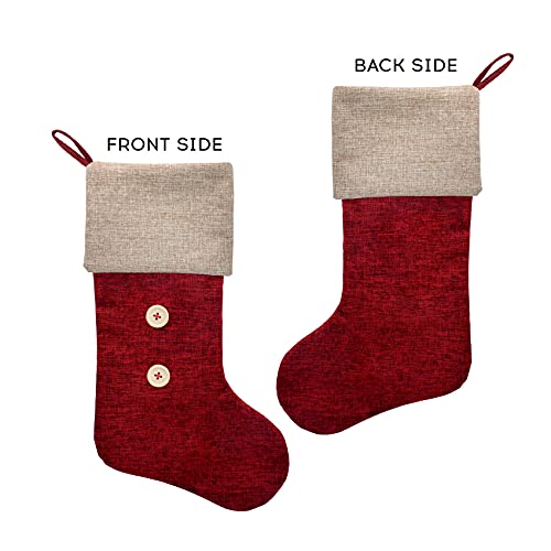 Elegantpark Christmas Stockings 6 Pack Burlap Christmas Stockings For Family Kids Large Xmas Rustic Red Stockings Christmas Decoration For Holiday Party Fireplace Home, 18" Christmas Stocking #TOP3