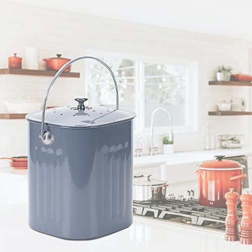 Nalati Nuovoo 1.3 Gal Compost Bin With Lid For Kitchen Countertop, Rust Proofw, Non Smell Filters (Grey) #TOP7