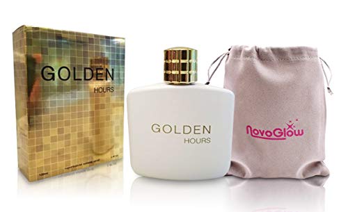NovoGlow Golden Hours, Eau de Parfum Spray Perfume, Fragrance For Men- Daywear, Casual Daily Cologne Set with Deluxe Suede Pouch- 3.4 Oz Bottle- Ideal EDP Beauty Gift for Birthday, Anniversary