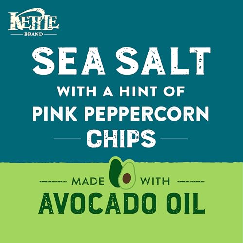 Kettle Brand Made with Avocado Oil Sea Salt Pink Peppercorn Chips, 6 Oz Bag