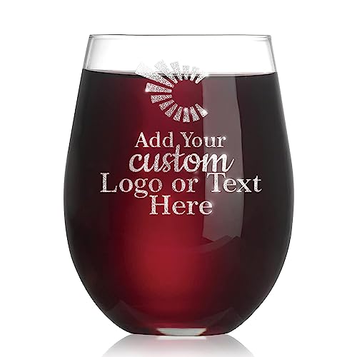 Personalized 15oz Stemless Wine Glass with your Photo, Logo or Text - Fun Gift for Birthdays, Best Friend, Mothers Day, Bridesmaid (Custom Design, 15oz Stemless Wine)