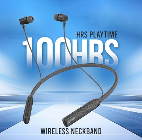 Image of AROMA NB124 Blynk Neckband Bluetooth, Metallic Grey, in the Ear | 100 Hours Playtime, ENC, Voice Changer, Fast Charging