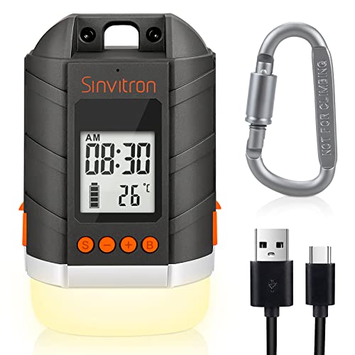 Sinvitron Campinglampe Aufladbare USB-C LED Camping Laterne & 10400mAh Power Bank mit LCD Bildschirm, Dimmbarem Zeltlicht - 4 Lichtmodi wasserdichtes Campinglicht für Stromausfälle beim Wandern Cover