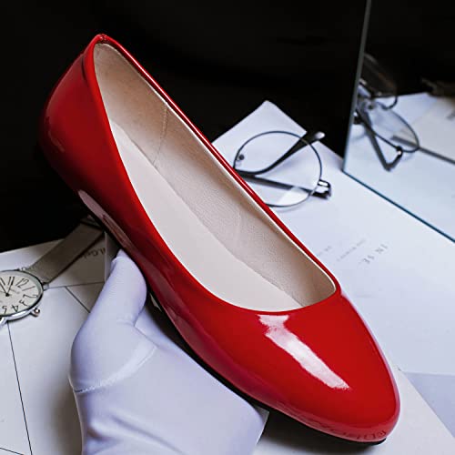 SHODENSE Women Round Toe Patent Flats Comfortable Slip On Ballet Flats Causal 0.5 Inch Flat Heels Dress Shoes Office Basic Patent Loafer Flat Shoes Drive Walking Elegant Chic Size 4-15 M US3