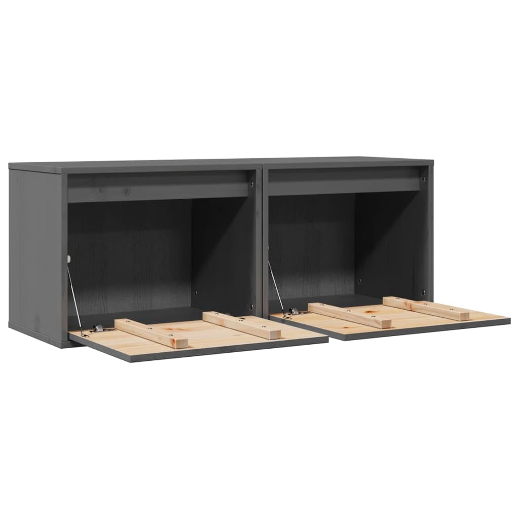 Juego de 2 estanterías de pared de 45 x 30 x 35 cm, madera maciza de pino gris, con capacidad de carga de 60 kg, diseño moderno y duradero, estantería para salón, pasillo, dormitorio, cocina