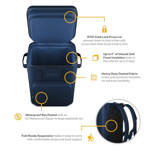 RTIC 24-Can Ultra-Tough Backpack Cooler (Navy) — view 4