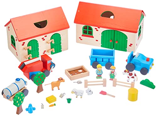 Goki Mein Bauernhof – 71-teiliges Holzspielzeug für Kinder ab 3 Jahren – Fördert kreatives Spielen und Lernen, robust und nachhaltig
