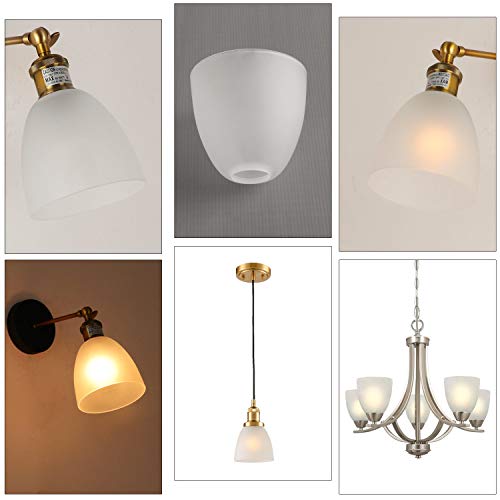 Image of Giluta Bell Shaped Glass Shade Frosted Style Glass Shades Replacement for Ceiling Fan Light Wall Light and Pendant, Lipless with 1-5 /8 inch Fitter Opening, 3 Pack
