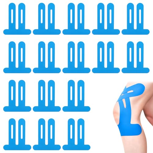 16 PCS Kinesiotapes para Rodilla, Cinta Kinesiologica, Venda Elastica Adhesiva, Impermeable, Cómodo y Transpirable,Suave y Agradable a la piel para el Dolor de Rodilla, Lesiones (azul)