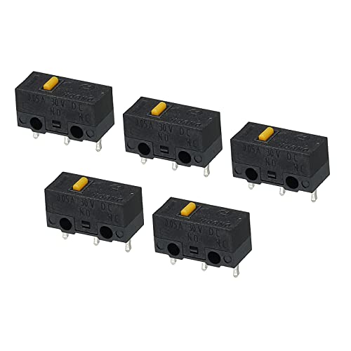 sourcing map Ratón Micro Interruptor 0.74N 800w Tiempo 3 Pasadores Amarillo Palanca Eje Negro Carcasa Micro Interruptores Reparación Reemplazo para Juegos Ratón 5uds